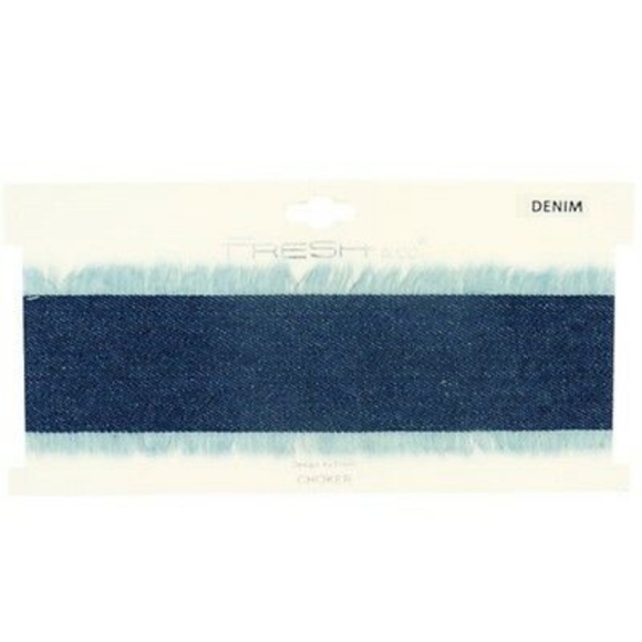 Denim Fringe Choker Necklace | Trendy 90s Style - Picture 2 of 7